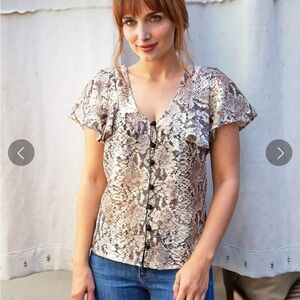 Eva Franco Neutral Snake Print Blouse